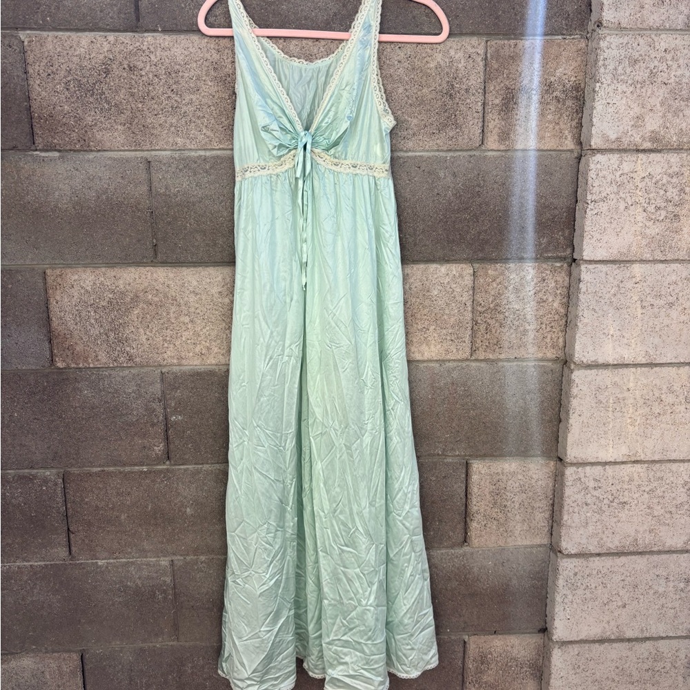 Vintage Elegant Mint Green Maxi Dress